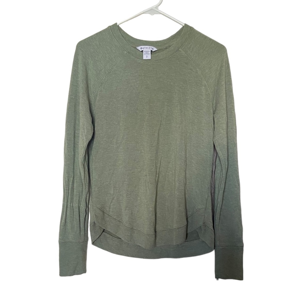 Athleta Uptempo Green Modal Rounded Hem Long Sleeve Top